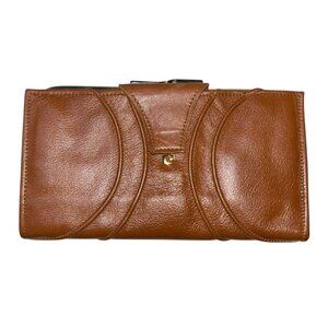 Pierre Cardin 7x3.5 Vintage rust brown leather wallet bi fold change purse